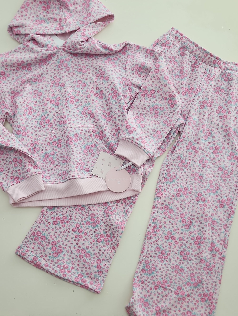 LoveShackFancy X Target Pink Floral Hoodie And Pants Set Large New With Tags
